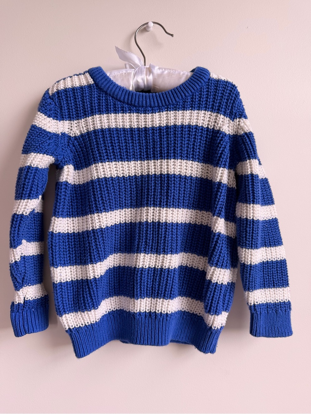Janie and Jack Royal Blue and White Striped Knit Sweater